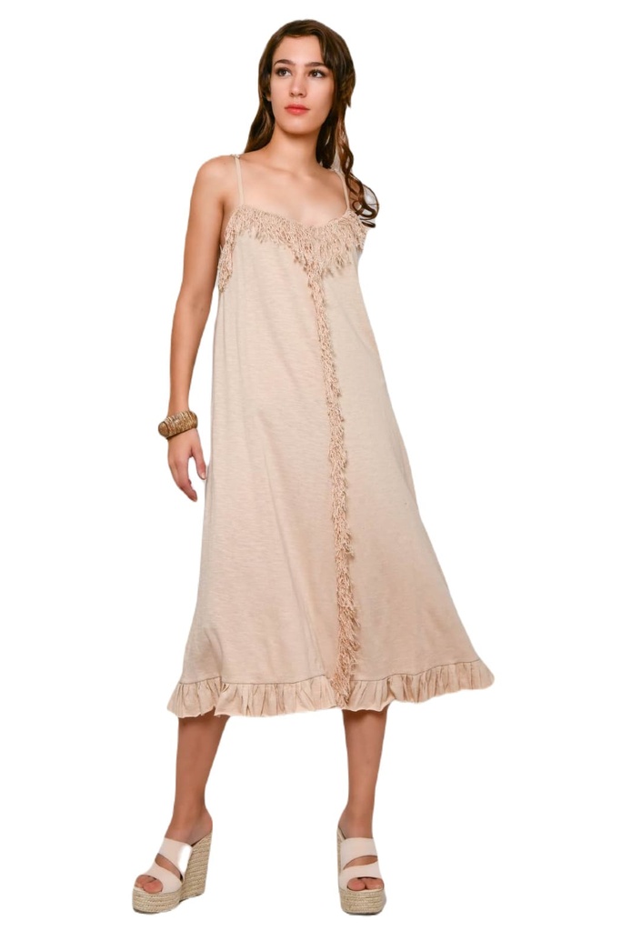 Vestido Tirantes Camel Bg